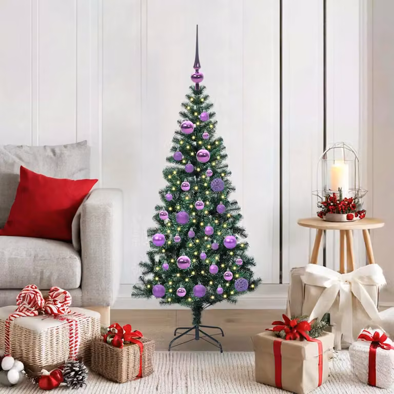 Albero di Natale artificiale moderno vidaXL con luci LED bianco caldo, Verde, Altezza: 120 cm