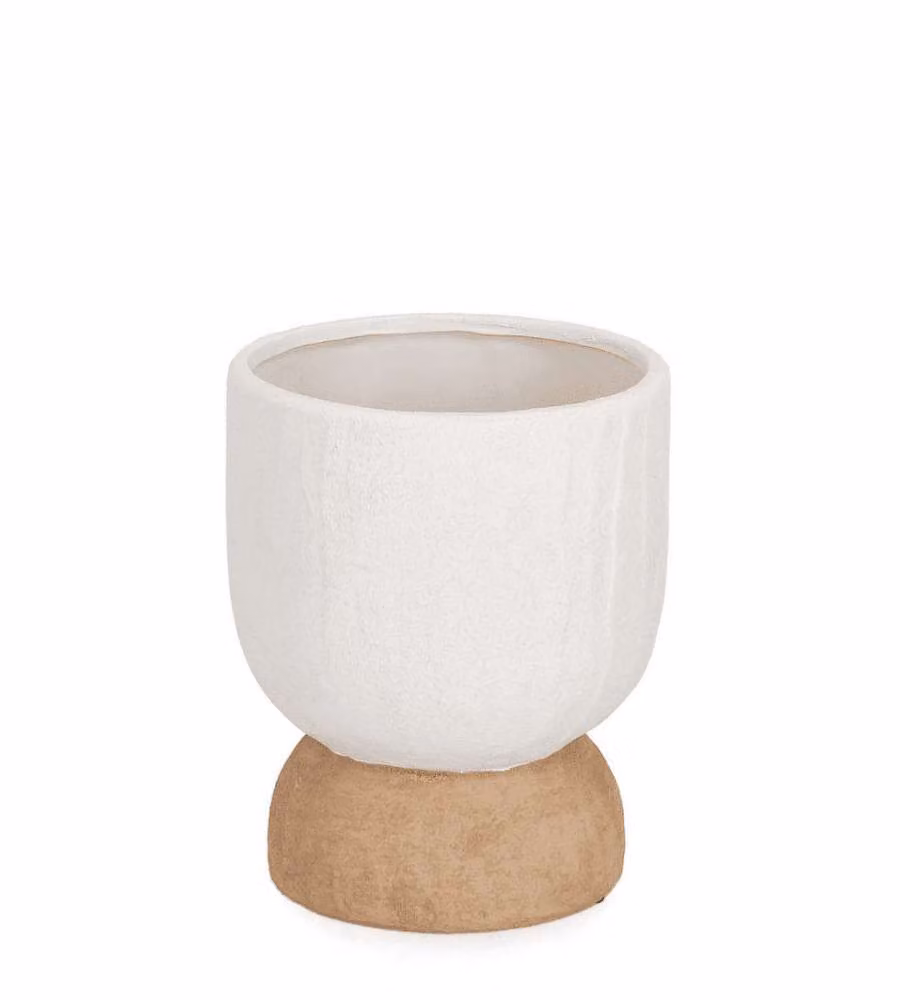 Vaso Decorativo Hector Ceramica Beige 14x17 cm per Soggiorno e Ufficio