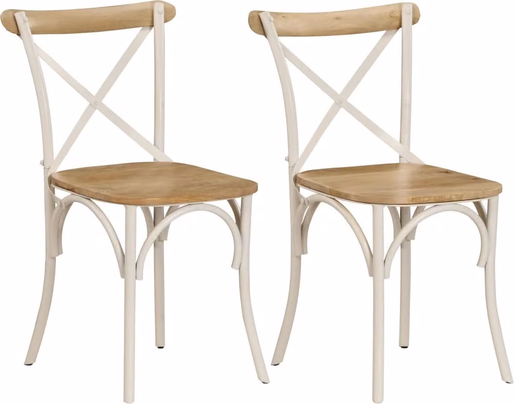 The Living Store Sedie da pranzo 2 pz. Legno massiccio di mango bianco