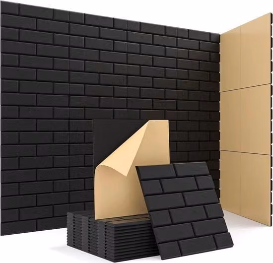Set di 18 pannelli acustici assorbenti Kuchoow in feltro nero, L: 30,48 cm, L: 30,48 cm, H: 1,016 cm
