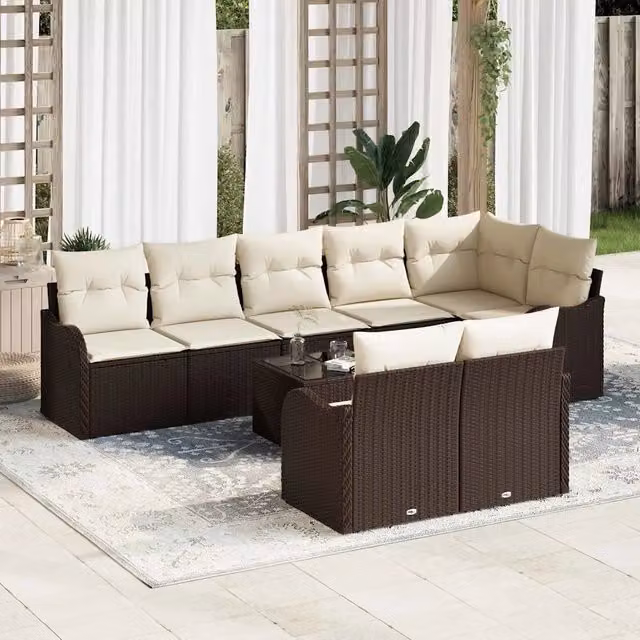 Set Divano da Giardino Marrone polyrattan 3345758