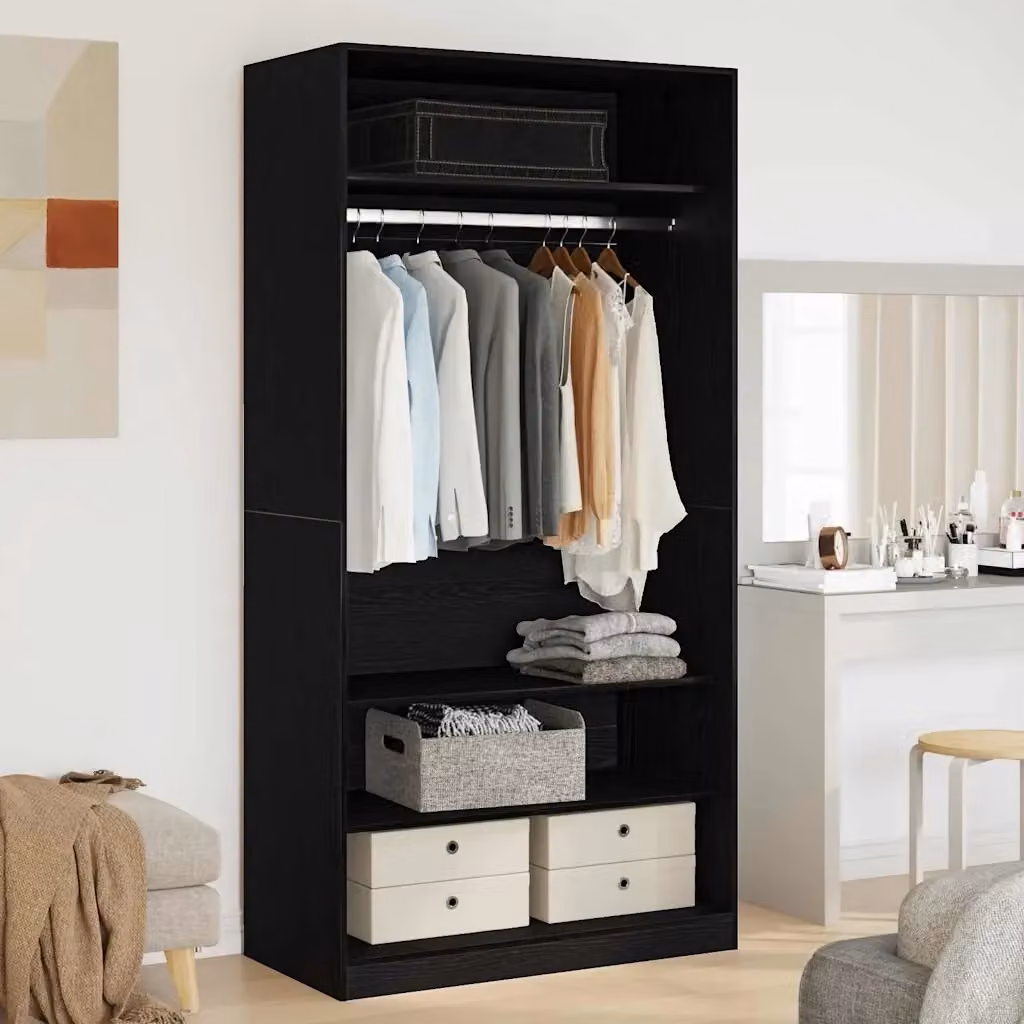 Guardaroba Design In Rovere Nero con cassetti integrati e ripiani L/P/H: 100 x 50 x 200 cm – 2