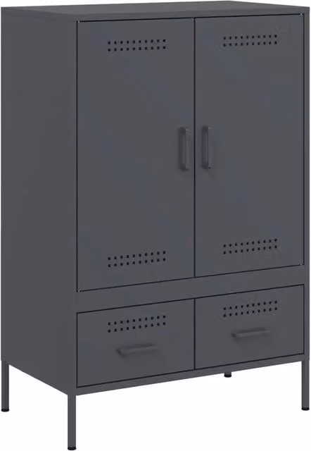 Credenza | Madia | Buffet da pranzo | Armadio da pranzo Antracite 68x39x101,5 cm Acciaio