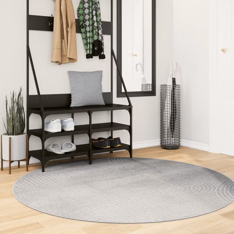 Tappeto rotondo vidaXL IZA in stile scandinavo grigio con motivo geometrico, Ø 160 cm