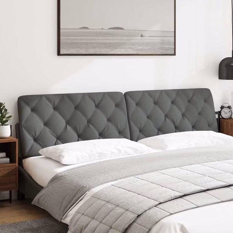 vidaXL Cuscino Testiera Grigio Scuro 200 cm in Tessuto