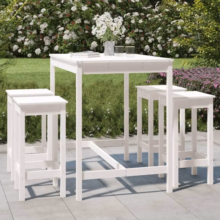 Maison Exclusive - Set Bar da Giardino 5 pz Bianco in Legno Massello di Pino