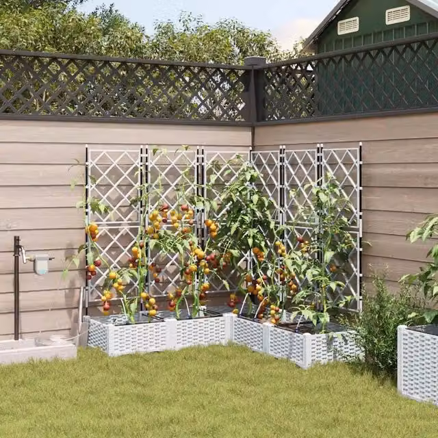 Vaso da giardino 5 pz Bianco 120 x 120 x 126 cm PP 42002923