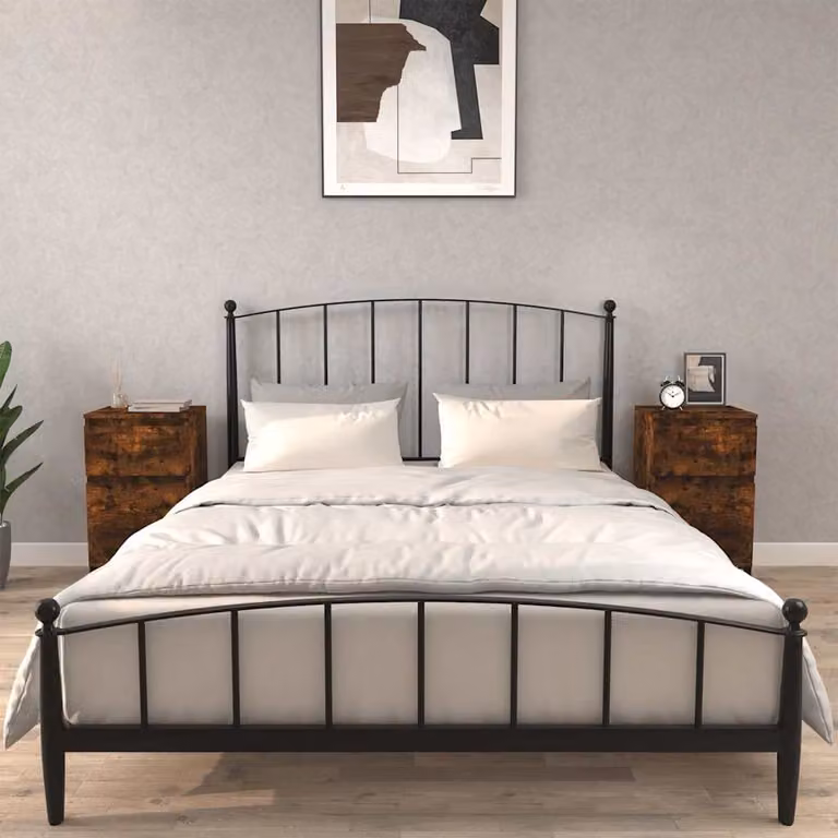 Set di 2 comodini moderni vidaXL in legno e metallo colore rovere fumo L/P/H: 40 x 35 x 70 cm