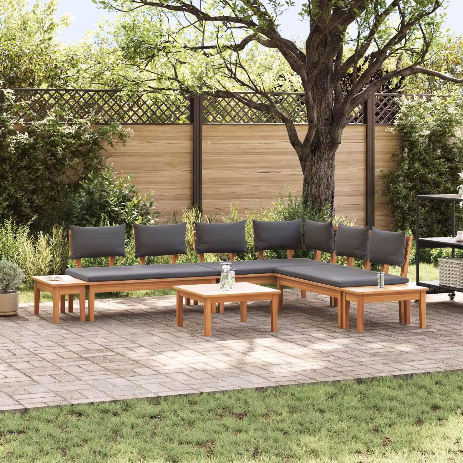 Maison Exclusive - Set di divani da giardino, 3 pezzi, color marrone e grigio