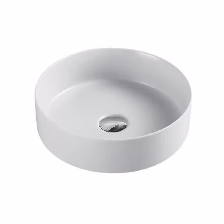 Mereo Keramika - Lavabo da appoggio, diametro 355 mm, senza troppopieno, senza foro per rubinetto, bianco UC363612C