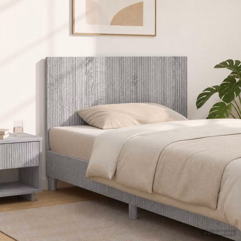 Testiera da muro vidaXL ARNHEM in legno ingegnerizzato grigio con ripiano integrato