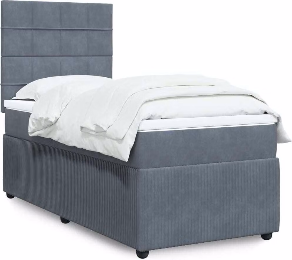 Maison Exclusive - Giroletto a Molle con Materasso Grigio Scuro 90x190 cm Velluto