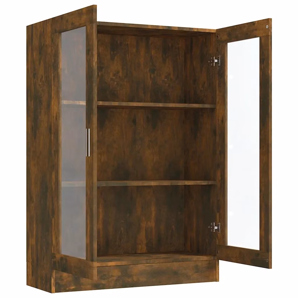 Vetrina classica HELLOSHOP26 con ante in vetro e ripiani interni in legno composito, colore marrone, L/P/H: 82,5 x 30,5 x 115 cm – 2