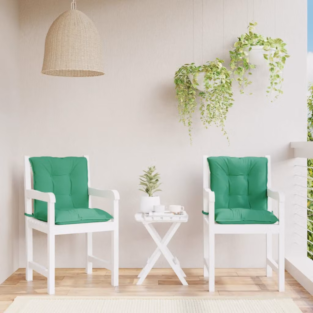 Set di 2 cuscini rettangolari per sedia da giardino vidaXL verdi in poliestere idrorepellente e resistente ai raggi UV L 100 cm x P 50 cm x H 7 cm