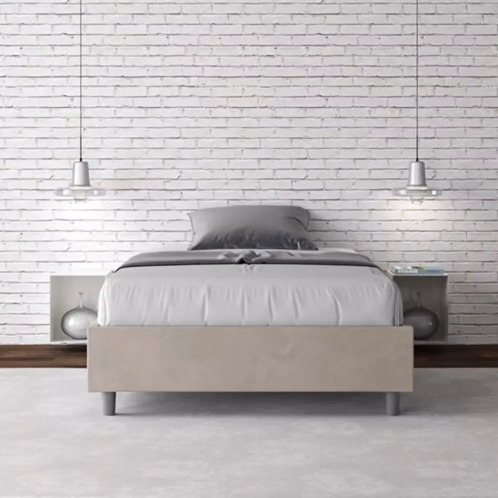 Letto singolo contenitore imbottito Azelia Ityhome in microfibra colore sabbia L/P/H: 100 x 200 cm – 2