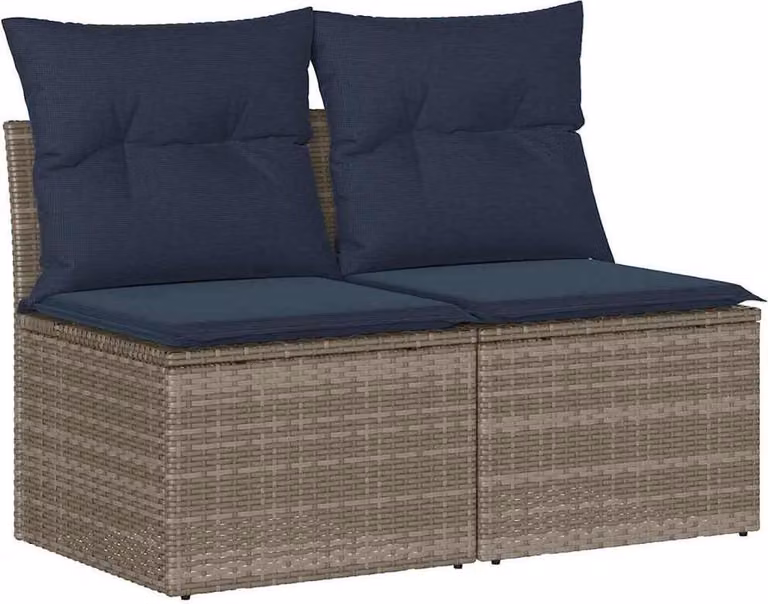 Set Divano Giardino 2 pz con Cuscini Grigio Polyrattan Acacia