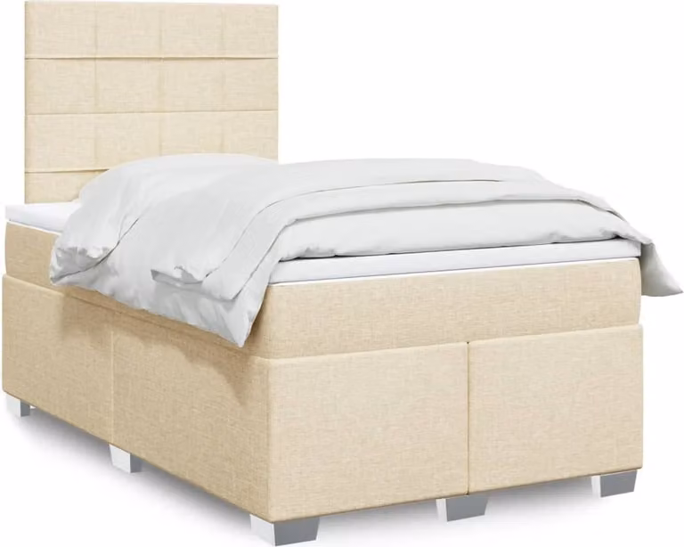 Maison Exclusive - Letto boxspring con materasso Crema 120x190 cm Tessuto