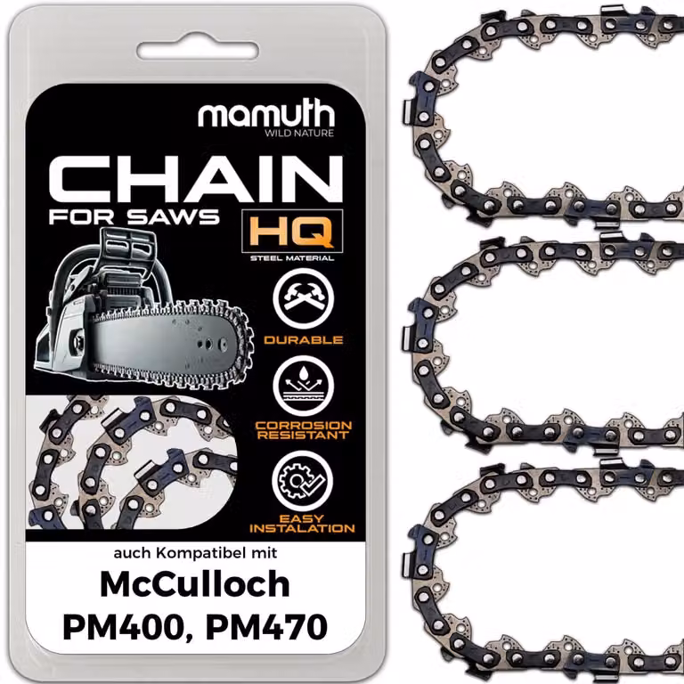 3 catene per motosega, lunghezza 40 cm, passo 1,3 mm, larghezza 3/8", modello 55 TG, compatibili con motoseghe McCulloch PM400 e PM470