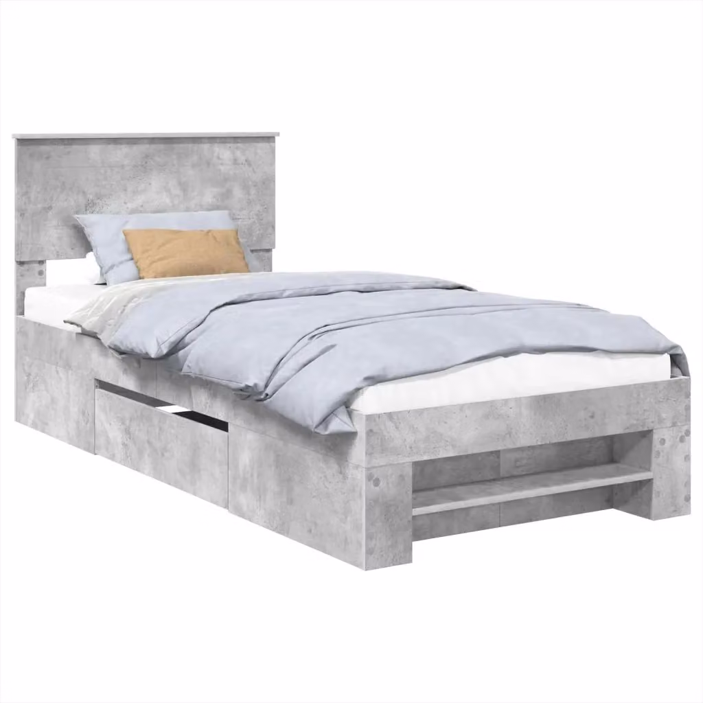 Struttura letto con testiera vidaXL in legno ingegnerizzato Grigio, L: 80 cm, P: 200 cm – 2
