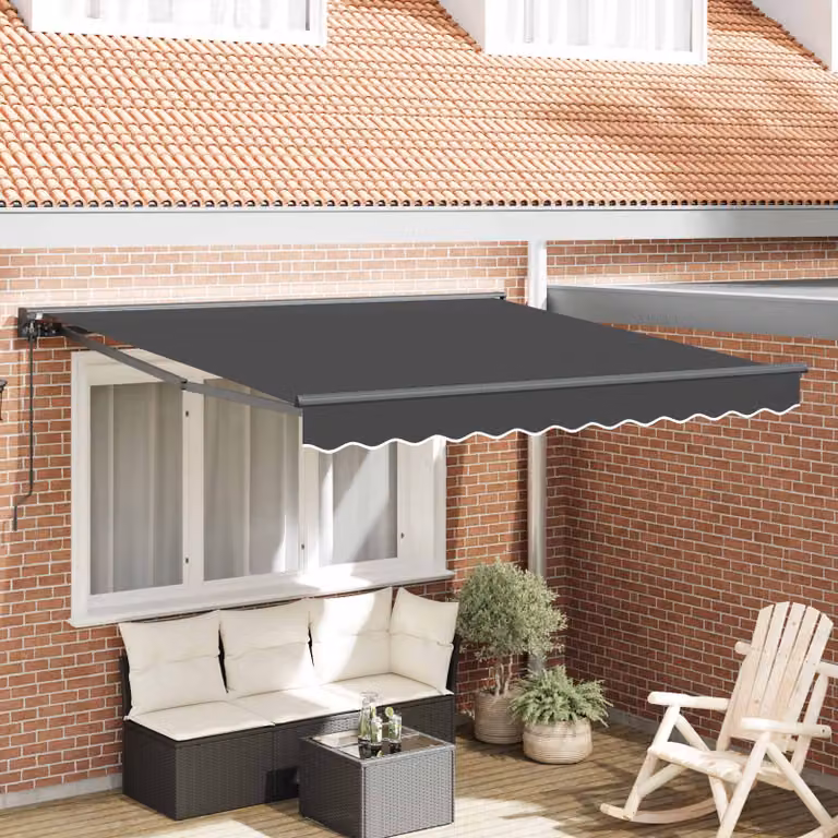 Tenda da sole semi-cassonetto vidaXL in alluminio e poliestere, colore antracite e bianco, L: 300 cm, P: 250 cm