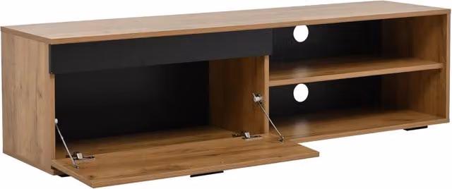 Mobile TV Minimal per soggiorno in legno nero L: 140 cm, P: 35 cm, H: 39 cm – 1
