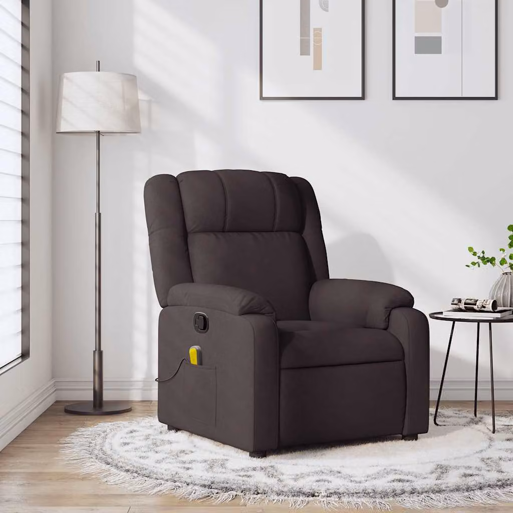 vidaXL Poltrona Reclinabile Relax Moderno in Tessuto Marrone con Braccioli