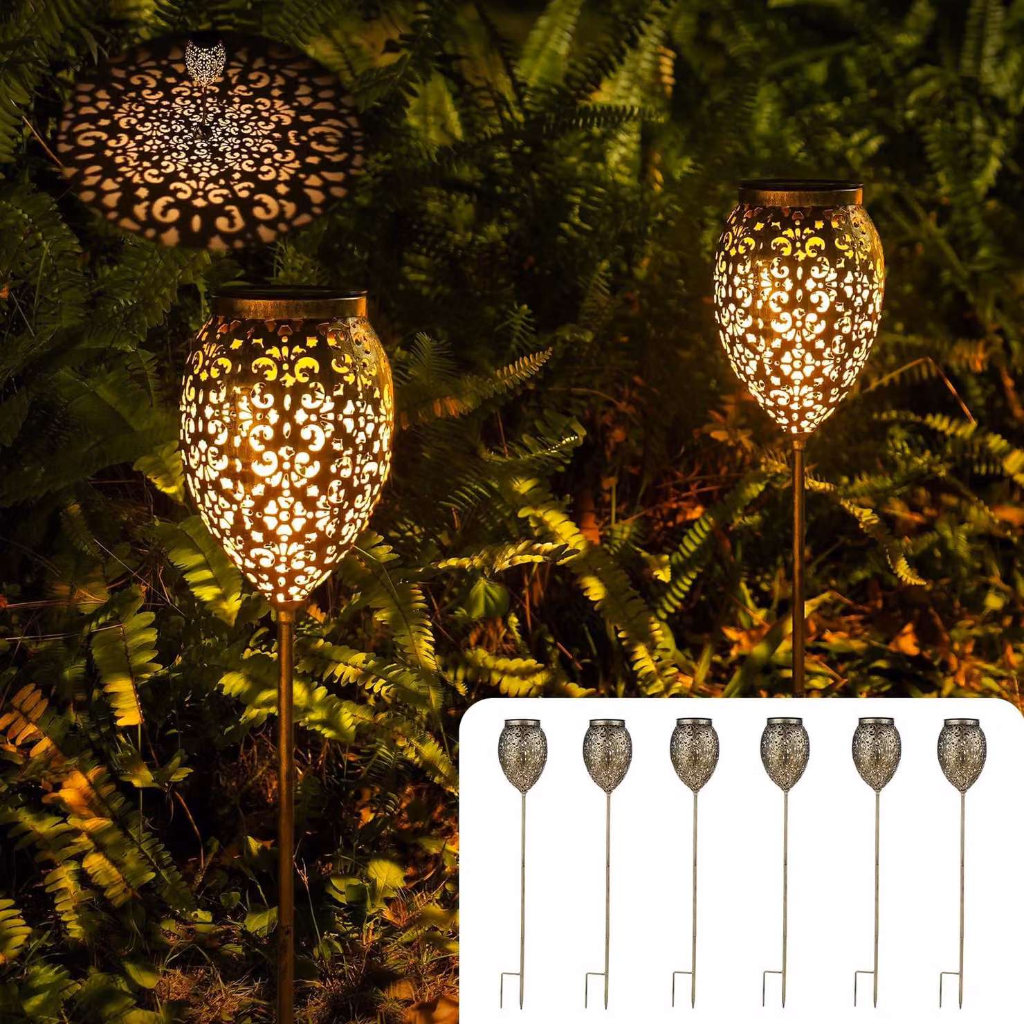 Solidchoice - Set di 6 lampade da giardino solari, resistenti all'acqua (grado di protezione IP65)
