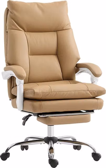 Sedia da ufficio ergonomica ¨C Minimal ¨C schienale regolabile, supporto lombare, poggiapiedi, marrone chiaro
