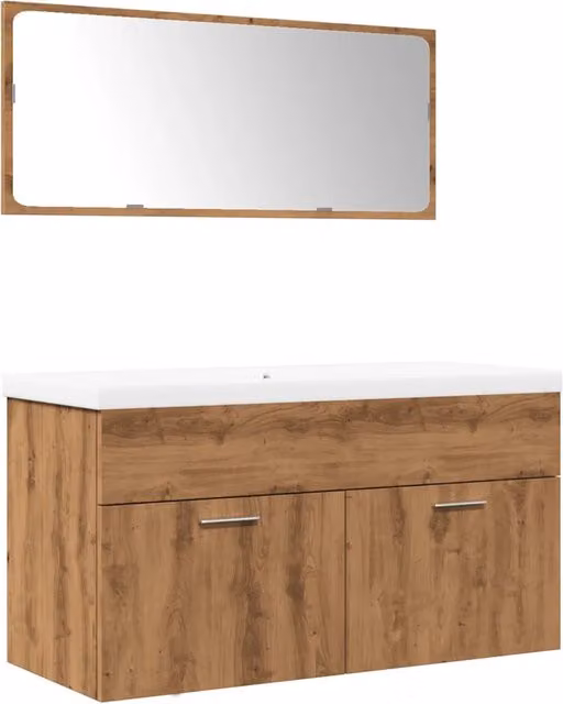 Set Mobili da Bagno | Armadio da bagno 3 pz Rovere Artigianale Legno Multistrato
