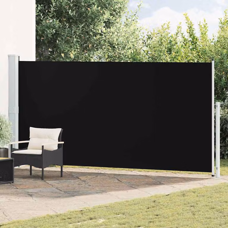 Tenda Laterale Retrattile vidaXL per Patio in Poliestere e Acciaio, Colore Nero, L: 514 cm, H: 180 cm