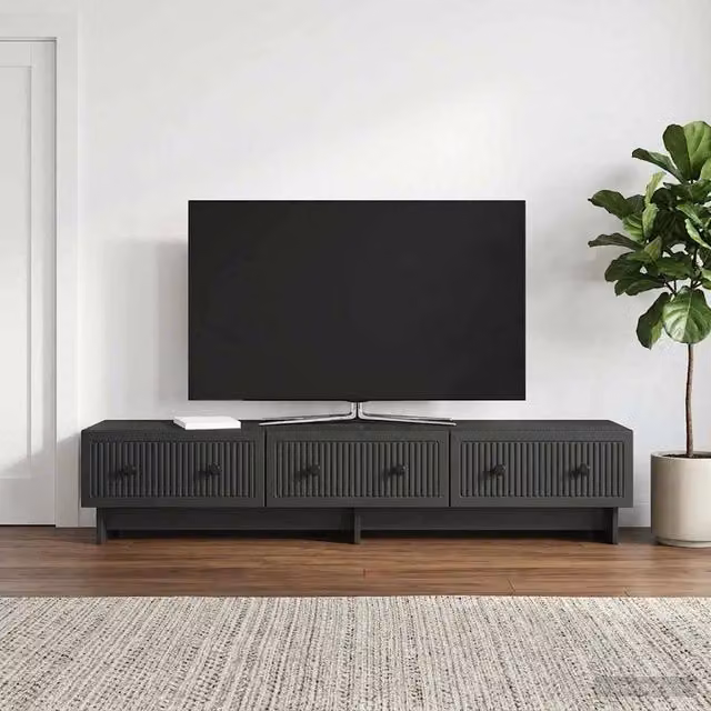 Mobile TV vidaXL in stile vintage nero con finitura opaca, L: 147 cm, P: 34,5 cm, H: 30 cm