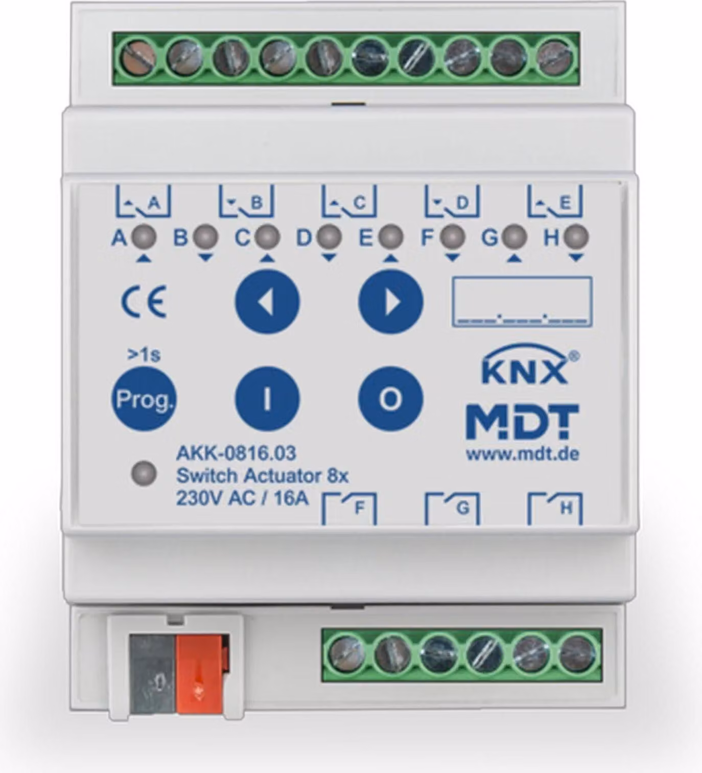 MDT KNX Attuatore di commutazione 8 vie 16 A REG, 1 pz.