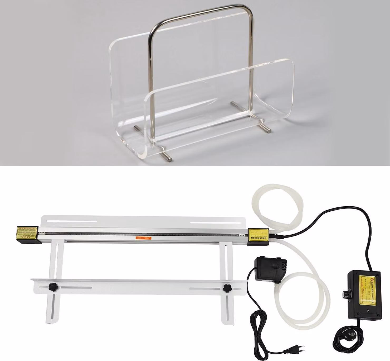 Macchina piegatrice per plastica acrilica - Macchina piegatrice a caldo da 1000W, 60 cm - Adatta per lastre in PVC e acrilico - Con supporto - Realizzata in lega di alluminio - Spina di tipo europeo - Colore bianco