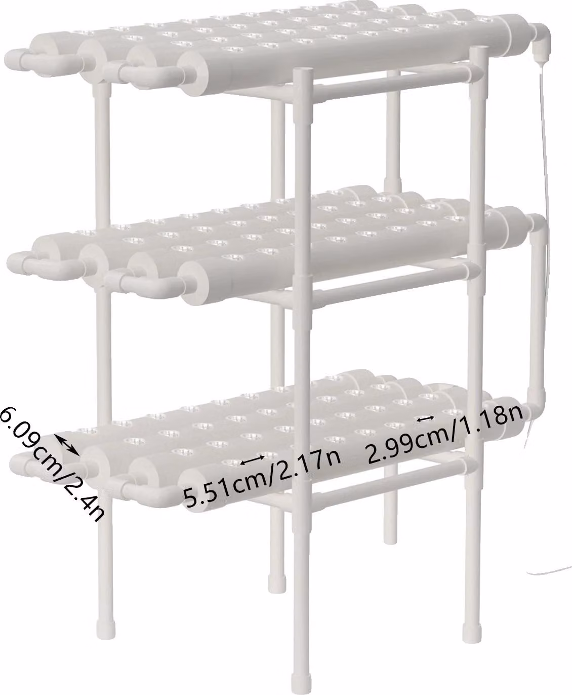 Sistema di coltivazione idroponica, design a 3 fasi, distribuzione efficiente dei nutrienti, BIANCO