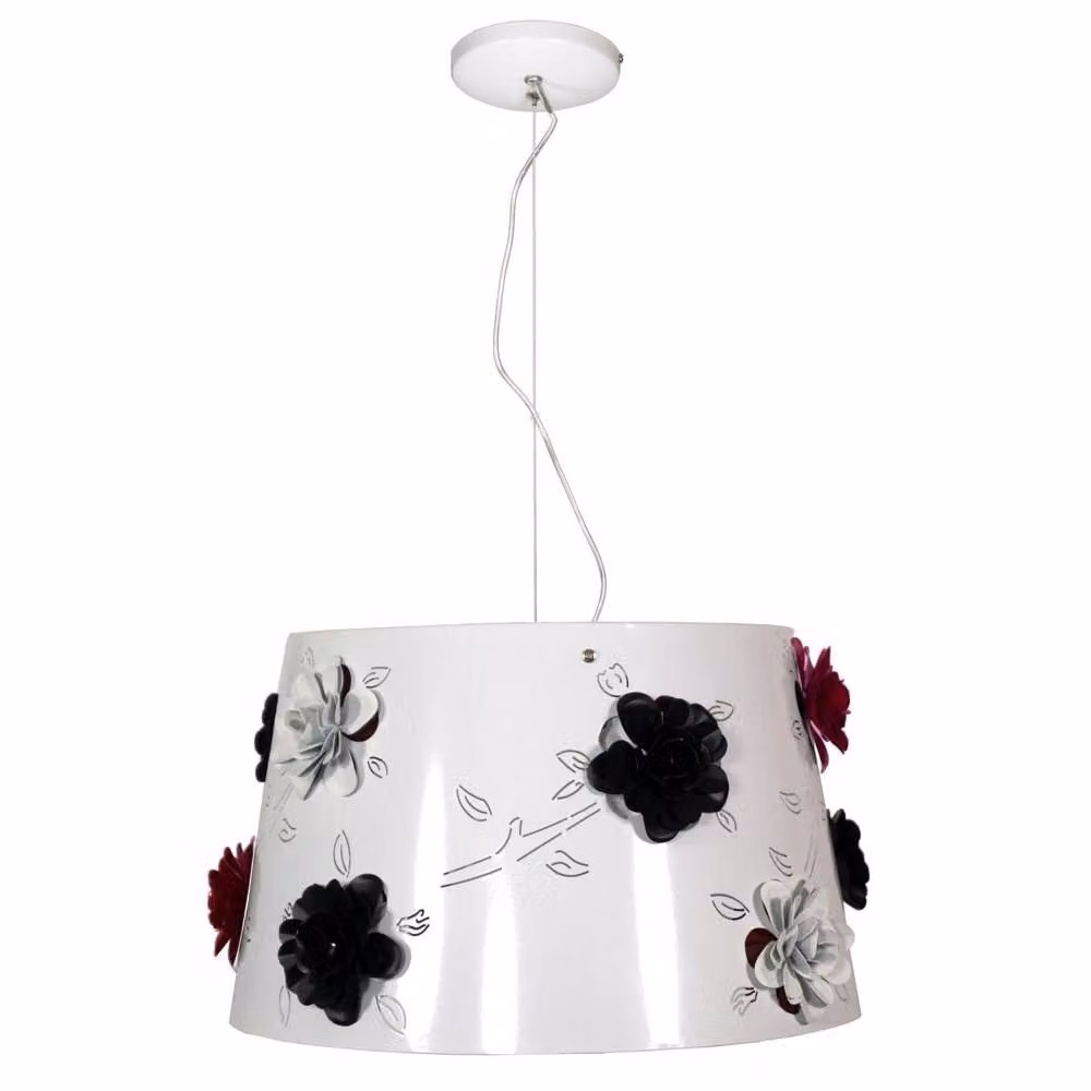 Moderna lampada a sospensione ROSA - 1xE27, 60W, bianco / nero / rosso