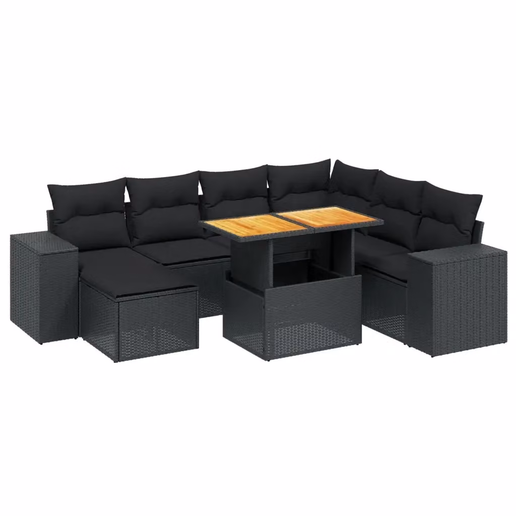 Set di divani da giardino vidaXL in polyrattan nero con 8 pezzi e cuscini inclusi – 2