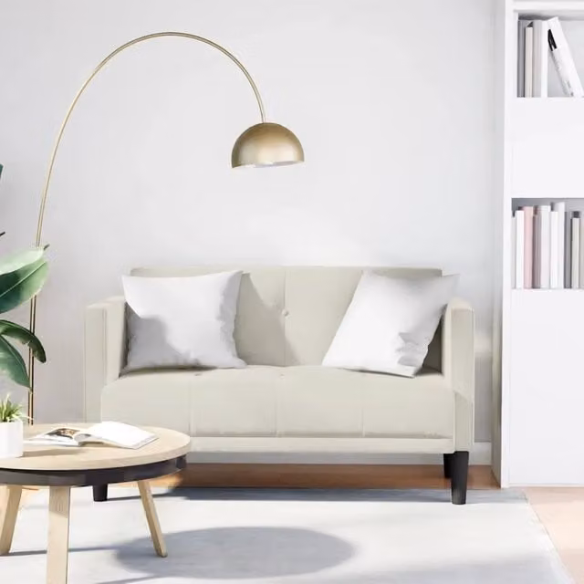 Divanetto moderno vidaXL in velluto beige L: 111 cm, P: 74,5 cm, H: 67 cm