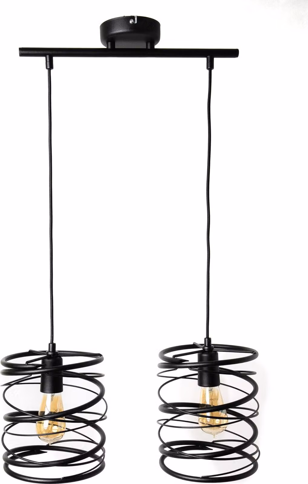 Moderna lampada a sospensione nera Loft Spring 2785/Z-B-2 con 2 punti luce E27 portalampada regolabile in altezza metallo