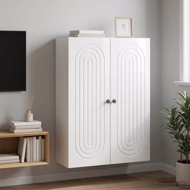 vidaXL Mobiletto a muro moderno Bianco Lucido L: 66 cm, P: 34,5 cm, H: 90 cm