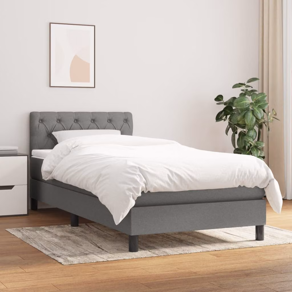 vidaXL Letto Ibrido con Giroletto a Molle e Materasso in Tessuto Grigio e Bianco L/P/H: 200 x 80 x 30 cm – 1
