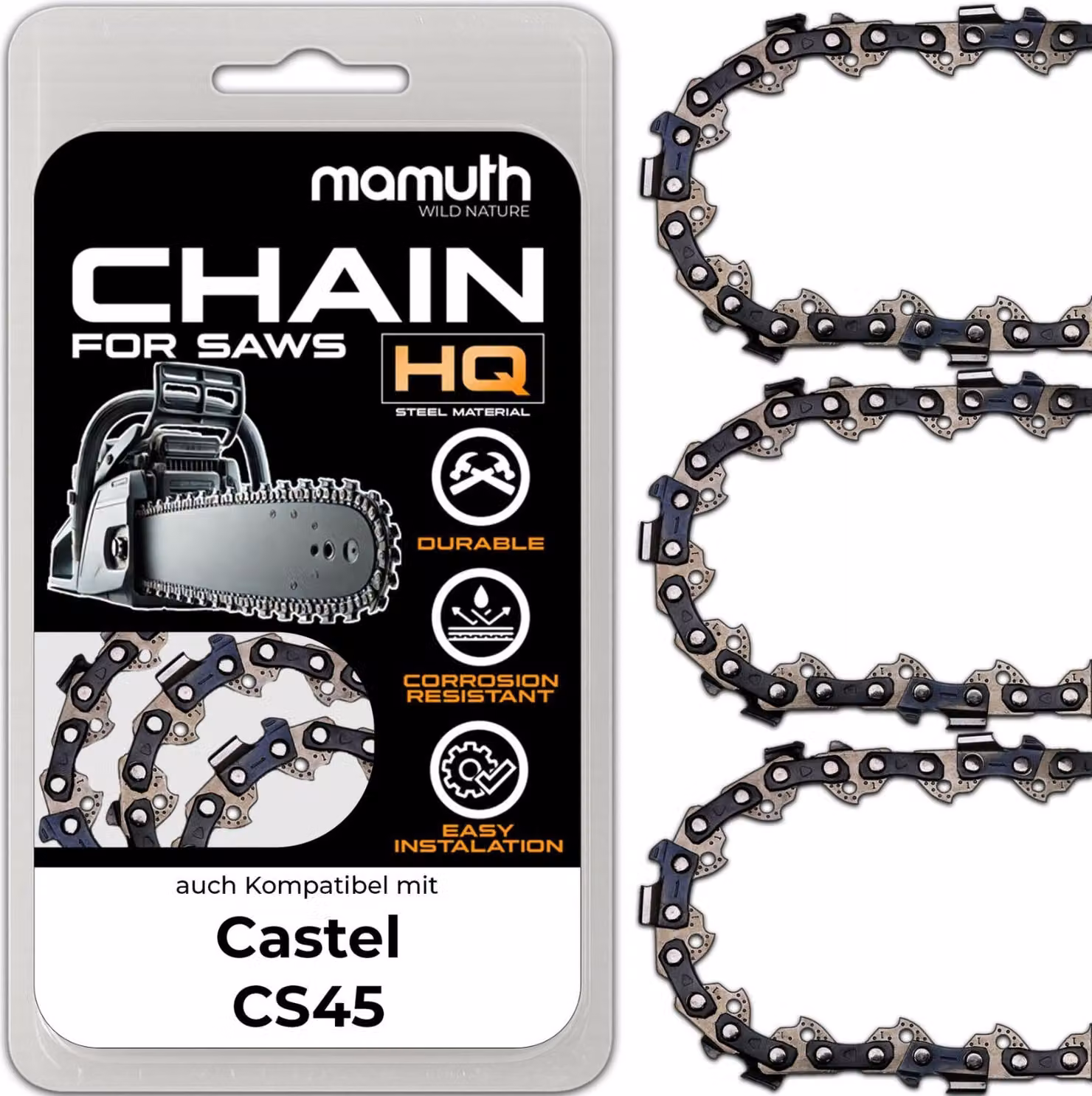 3 catene per motosega 40 cm 1,5 mm 0,325" 66 TG per Castel CS45