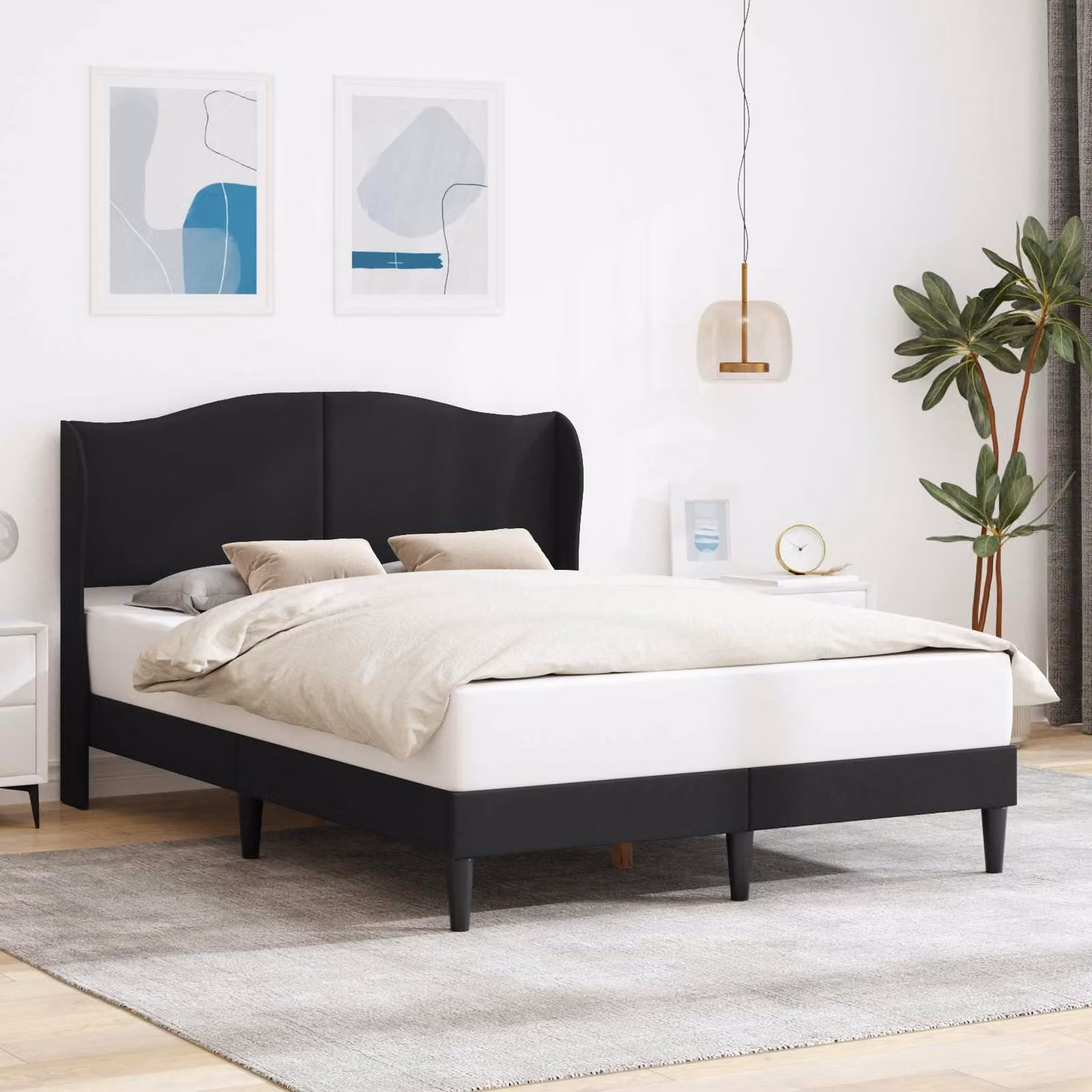 Struttura del letto con testiera vidaXL in similpelle nera, L 120 x P 200 cm
