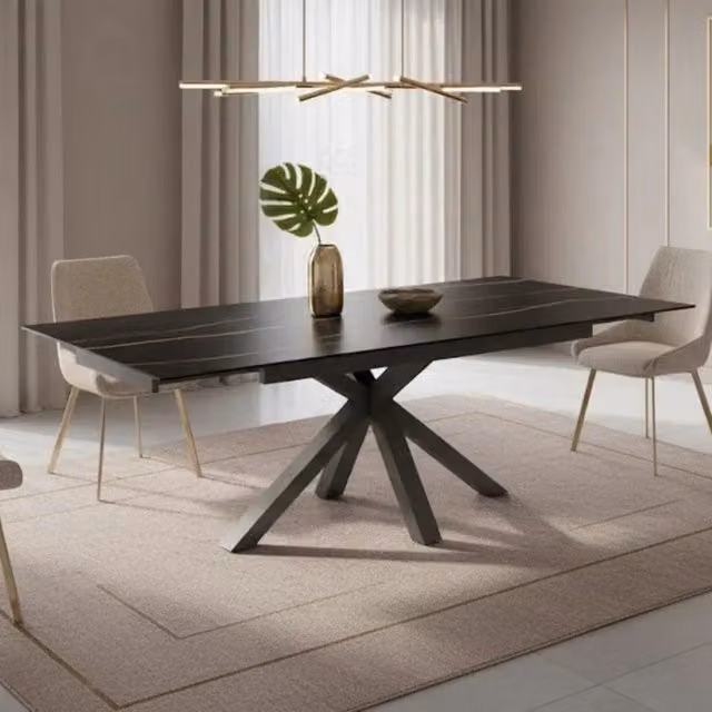 Tavolo da pranzo allungabile Guernica Duzzle in ceramica effetto marmo nero L: 160-240 cm, P: 90 cm, H: 76 cm