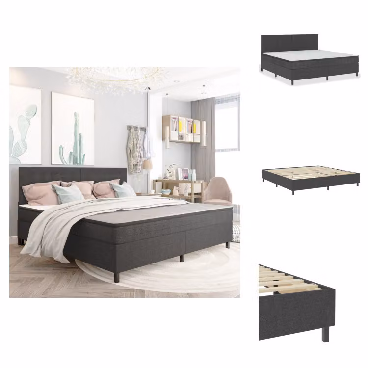 vidaXL Letto a molle insacchettate in tessuto grigio scuro 200x200 cm - Letti & strutture letto