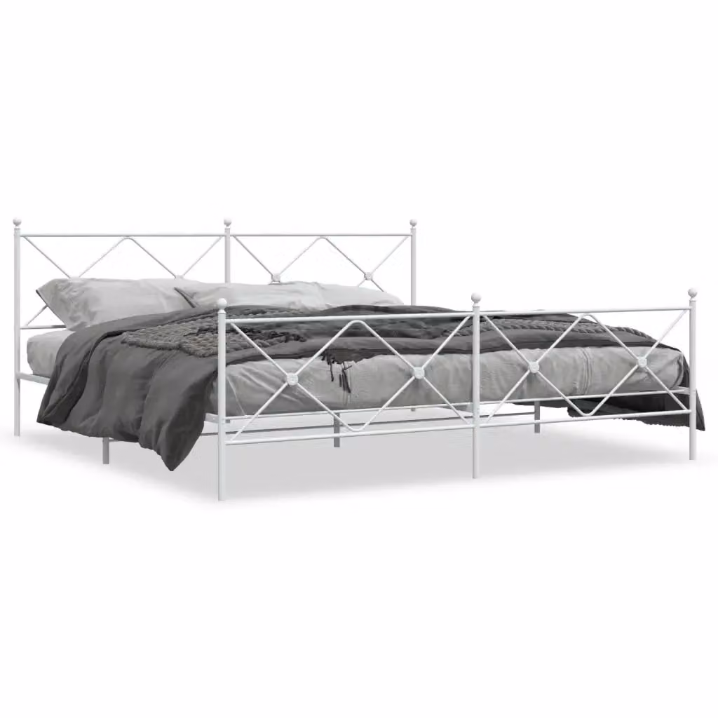 Giroletto vidaXL con testiera e pediera in metallo bianco L/P: 200 x 200 cm – 2