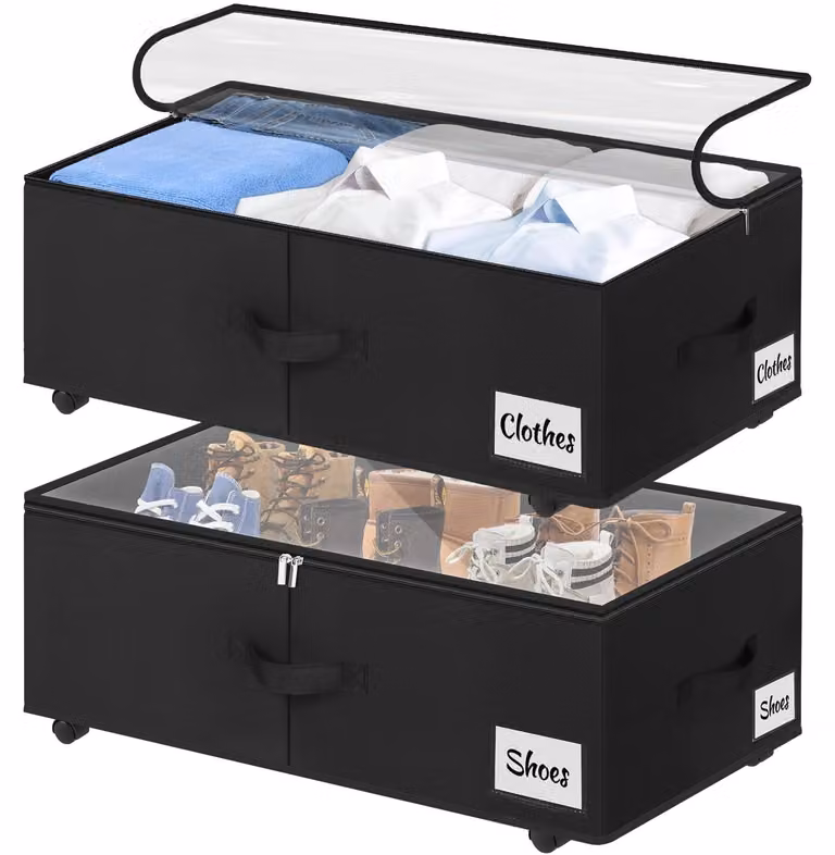 Omgoods - Set di 2 contenitori portaoggetti da utilizzare sotto il letto