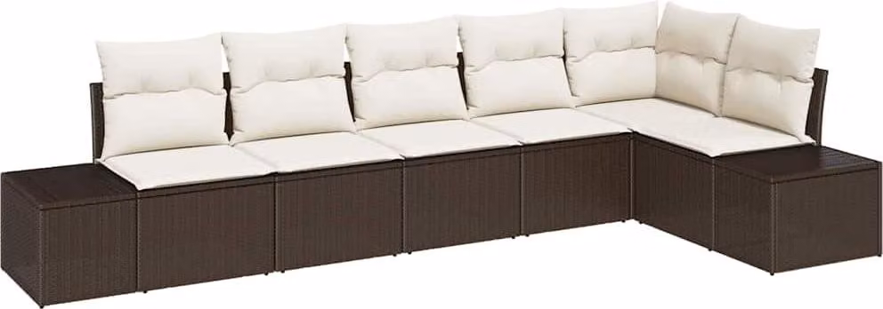 Set Divano da Giardino 6 pcs Marrone e Crema polyrattan
