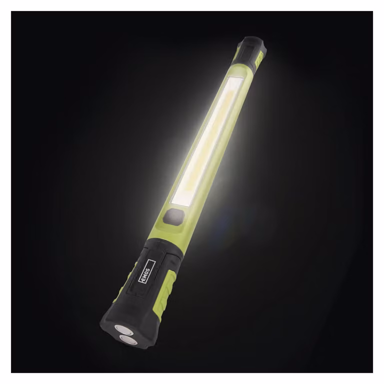 Luce da lavoro a LED ricaricabile EMOS, magnete, gancio, antiurto e impermeabile, per interni/esterni, 1000 lm/40 m/6 h, 2 modalità, con cavo USB, P4545