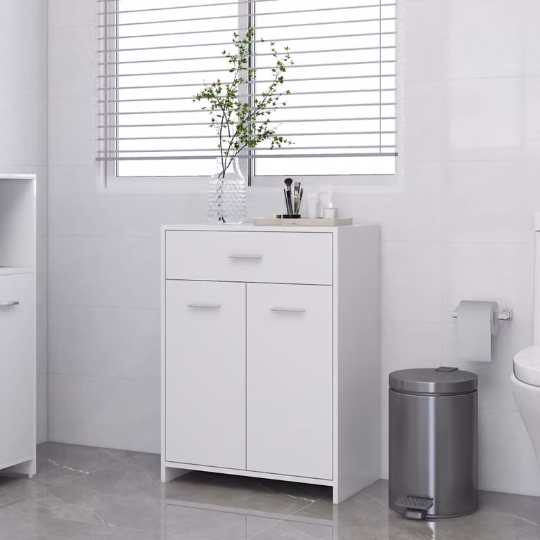 Armadio da bagno sospeso vidaXL bianco in legno MDF L: 60 cm, P: 33 cm, H: 80 cm