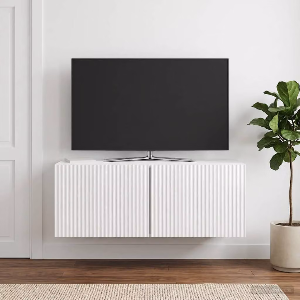 vidaXL Mobile Porta TV da Muro Moderno Bianco Lucido L: 78,5 cm, P: 31 cm, H: 30 cm